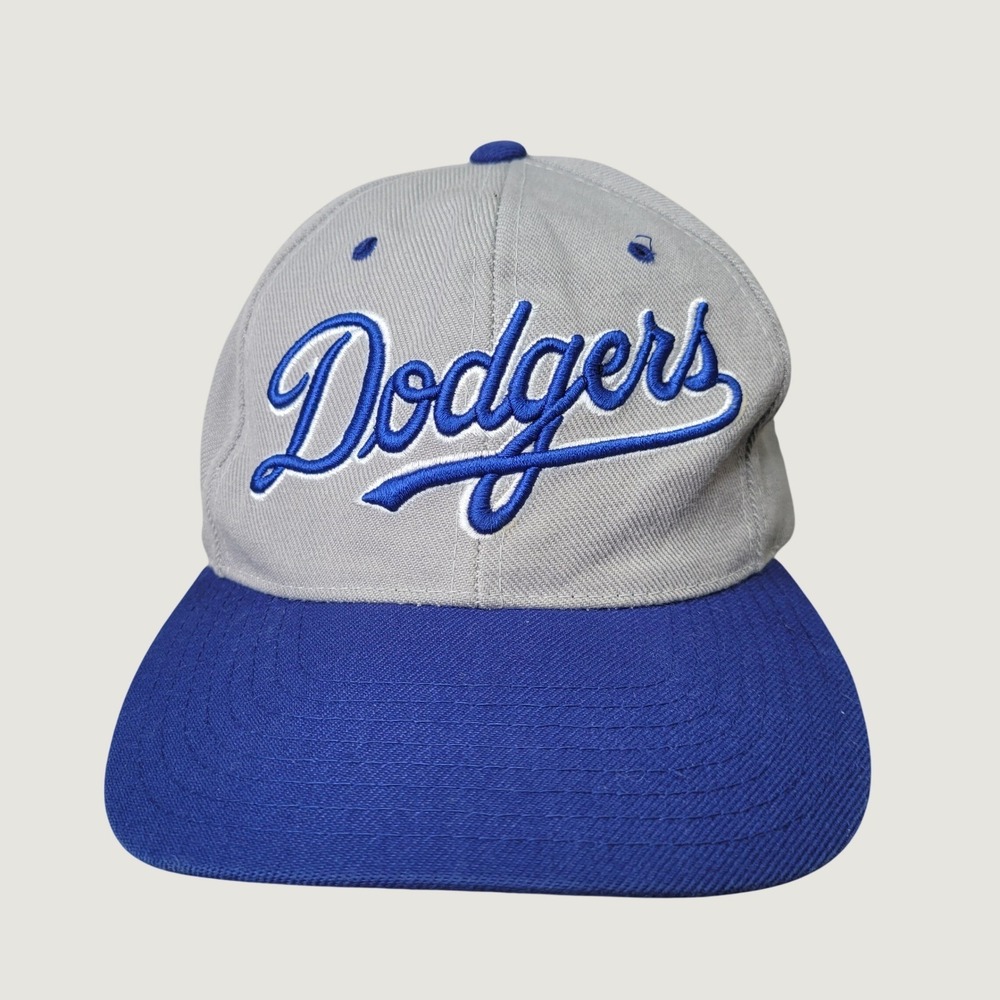 Vintage LA Dodgers Hat Drew Pearson Wool Snapback Grey Blue MLB Baseball Cap 90s